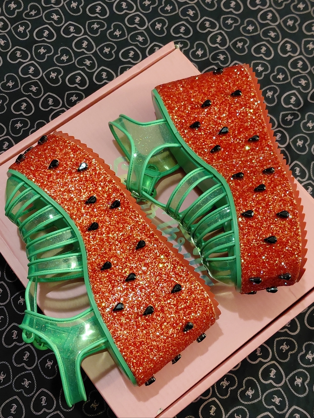 Dolls Kill Sugar Thrillz Watermelon Glitter Jelly Platform Sandals U.S 9 / 8.5 - Picture 9 of 11